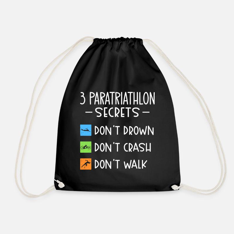 Paratriathlon secrets Do not drown, fall - Drawstring Bag - black
