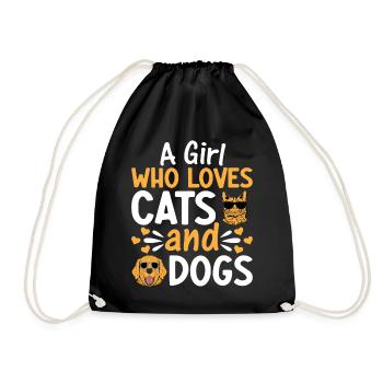 Amoureux des chats Filles Amoureux des chiens I Une fille qui aime les chats - Sac de sport léger - noir - Devant