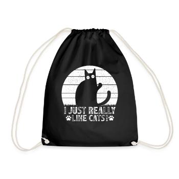 Cat lovers Funny cats I like cats - Drawstring Bag - black - Front