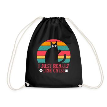 Cat lovers Cat owner I like cats - Drawstring Bag - black - Front