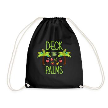 Deck The Palms Flamingo Weihnachtsmann Frohe Feiertage - Turnbeutel - Schwarz - Vorne