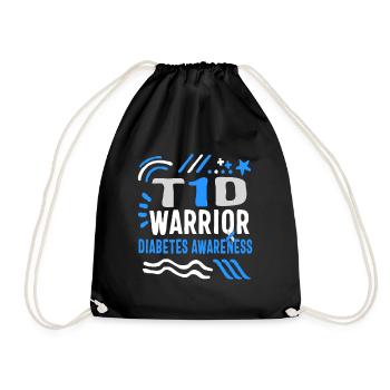 Diabetes Awareness Shirt, T1D Warrior Tee, Typ - Turnbeutel - Schwarz - Vorne