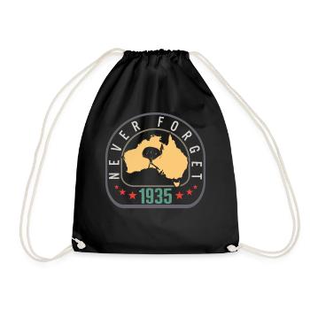 Australian War Shirt, Never Forget 1935 Funny - Drawstring Bag - black - Front