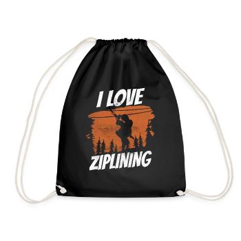 I love ziplining sport zipline zip line - Drawstring Bag - black - Front