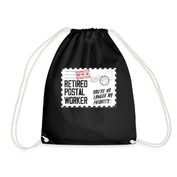 Funny postal clerk pensioner - Drawstring Bag - black - Front