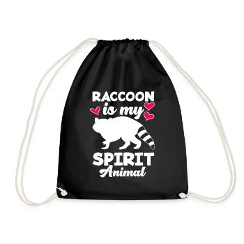 Raccoon Animals Pet - Drawstring Bag - black - Front