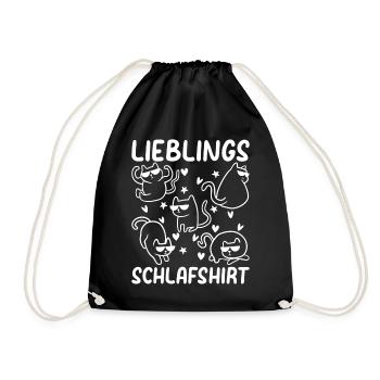 Katzen Schlafshirt Lieblings Schlafshirt Katzenbes - Turnbeutel - Schwarz - Vorne