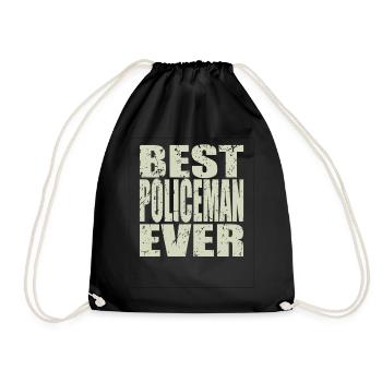 Best Policeman ever Policeman Gift - Drawstring Bag - black - Front