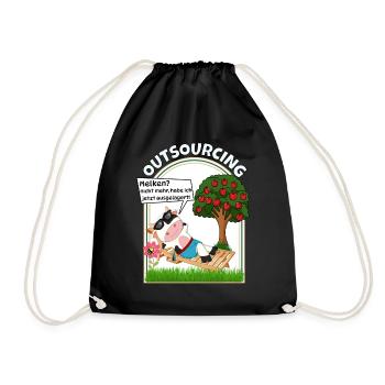 Outsourcing des Melkens vegane vegetarische Kuh - Turnbeutel - Schwarz - Vorne