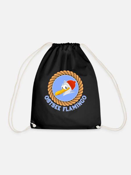 Ostsee Flamingo lustiges Möwen Design Fischer - Turnbeutel - Schwarz