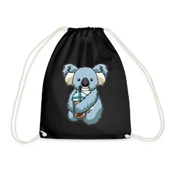 Koala drinks bubble tea - Drawstring Bag - black - Front