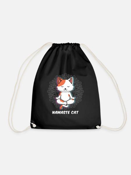 Namaste Katzen Yoga - Turnbeutel - Schwarz