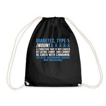 Diabetes Type One Definition Awareness Shirt, T1D - Turnbeutel - Schwarz - Vorne