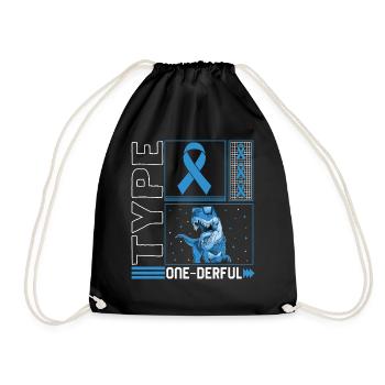 Diabetes Awareness Shirt, Typ Eins Derful T-Rex - Turnbeutel - Schwarz - Vorne