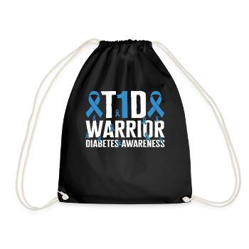 Diabetes Awareness Shirt, T1D Warrior Ribbon T-Shirt, - Turnbeutel - Schwarz - Vorne