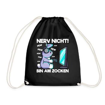 Nerve not am gambling gaming bunny - Drawstring Bag - black - Front