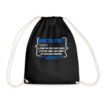 Diabetes Type One Definition Awareness Shirt, T1D - Turnbeutel - Schwarz - Vorne