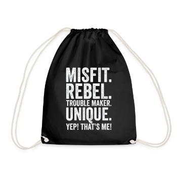 Positivity Misfits Poets Poetry Unique Uniqueness - Drawstring Bag - black - Front