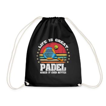 Life is Great Padel Makes It Better - Turnbeutel - Schwarz - Vorne