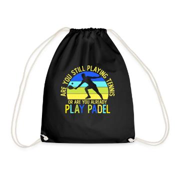 Padel Spielen Arbeit Später Padel Tennis Geschenk - Turnbeutel - Schwarz - Vorne