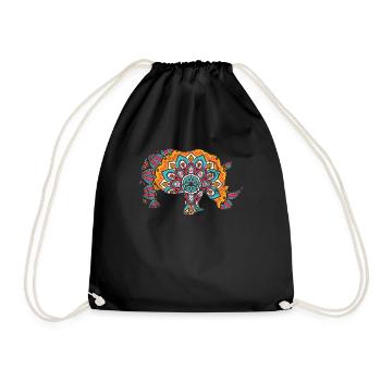 Mandala Nashorn Geometre Muster - Turnbeutel - Schwarz - Vorne