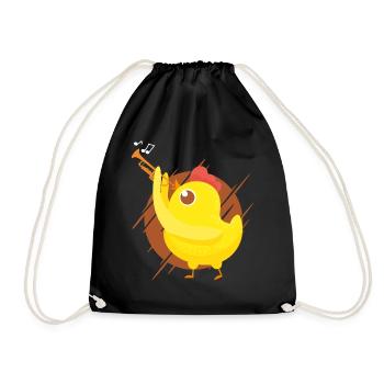 Trumpet Player Girl Chicken - Drawstring Bag - black - Front