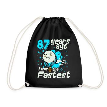 87 years ago I was the fastest 87th birthday - Drawstring Bag - black - Front