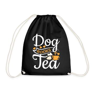Dog Books Tea I Book Lovers Book Reading Hundeli - Drawstring Bag - black - Front