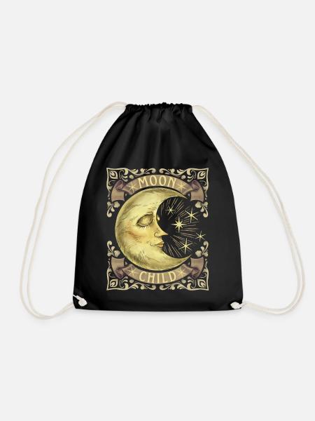 Moon-Child, Halbmond, Boho-Vintage, Viktorianisch - Turnbeutel - Schwarz