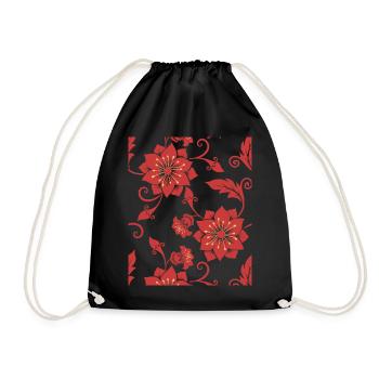 Muster, Blumenmuster, dekorative Blumen, Plakat - Turnbeutel - Schwarz - Vorne