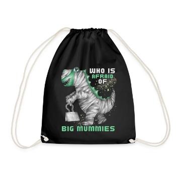 Dinosaur, Mummy, Funny Dino, Halloween Dino - Drawstring Bag - black - Front