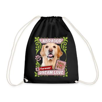 Labrador pedigree dog, dog saying Forever-Dream-Love - Drawstring Bag - black - Front