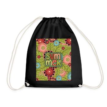 Summer, Pattern, Floral Pattern, Summer Pattern - Drawstring Bag - black - Front