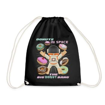 Donut space, donuts in space, funny astronaut - Drawstring Bag - black - Front