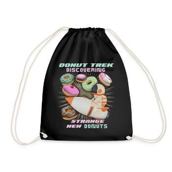 Donut trek, donuts in space, funny astronaut - Drawstring Bag - black - Front