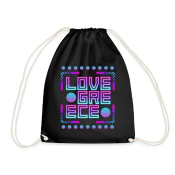 Greece, Typography, Saying, Love-Greece - Drawstring Bag - black - Front