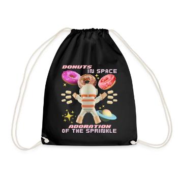 Donut space, donuts in space, funny astronaut - Drawstring Bag - black - Front