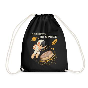 Donut space, donuts in space, funny astronaut - Drawstring Bag - black - Front