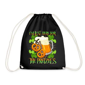 Bier, Brezel lustiger Spruch mit Bierkrug - Turnbeutel - Schwarz - Vorne