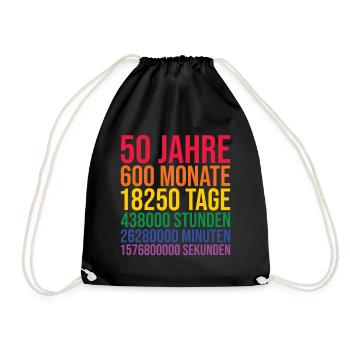 50. Geburtstag Lustige Geschenkidee zum 50. Bday - Turnbeutel - Schwarz - Vorne