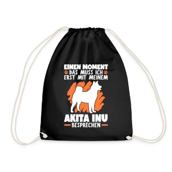 Mit meinem Akita Inu besprechen japanischer Spitz - Turnbeutel - Schwarz - Vorne