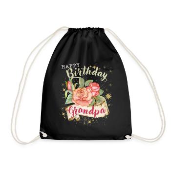 Grandpa Birthday Vintage Style Happy Birthday Grandpa - Drawstring Bag - black - Front