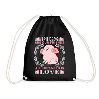 Cochon, porcelet-porcelet, drôle de dicton avec porcelet - Sac de sport léger - noir - Devant