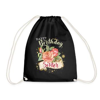 Sœur Sœur Anniversaire Joyeux Anniversaire-Sœur - Sac de sport léger - noir - Devant