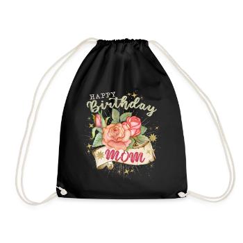 Mother Mom, Birthday Happy Birthday Mom - Drawstring Bag - black - Front