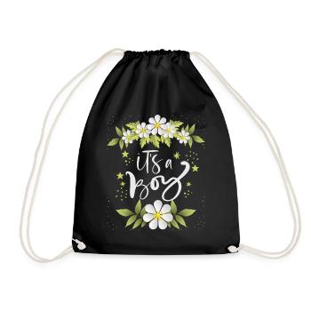 Baby Boy It's-a-Boy Announcement, Pregnancy - Drawstring Bag - black - Front