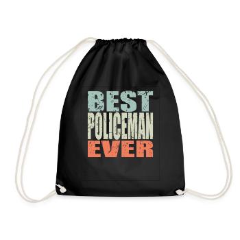 Best Policeman ever Policeman Gift - Drawstring Bag - black - Front