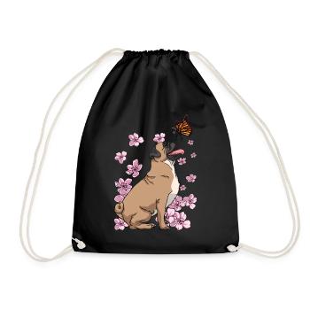 Chien carlin en fleurs de cerisier japonais - Sac de sport léger - noir - Devant