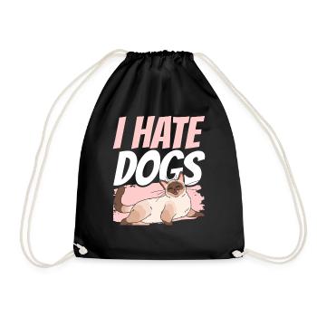 I Hate Dogs Lovers Cats Cat Pet - Drawstring Bag - black - Front