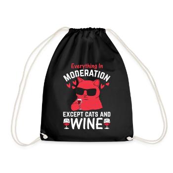 Alles in Maßen außer Katzen und Wein & Katzenliebh - Turnbeutel - Schwarz - Vorne